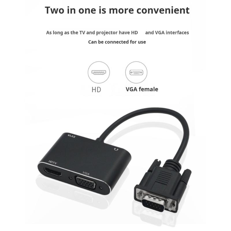 VGA To HDTV Converter With 3.5mm Auditory Support 1080P Resolution VGA Splitter For PC Laptop TV Projectors