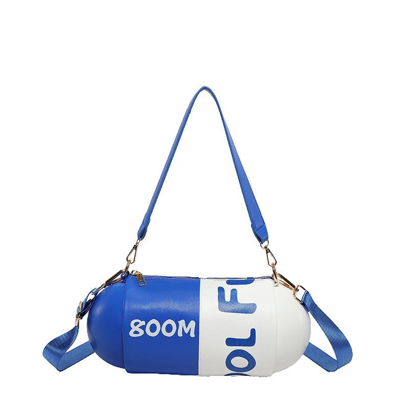Dopamine Bag Sports Bag Contrasting Color Trend Cylindrical Capsule Bag Wind Personality Funny Oblique Span Bag