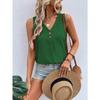 Summer New Women's V-neck Button-down Sleeveless Vest Solid Color Loose Casual T-shirt Top