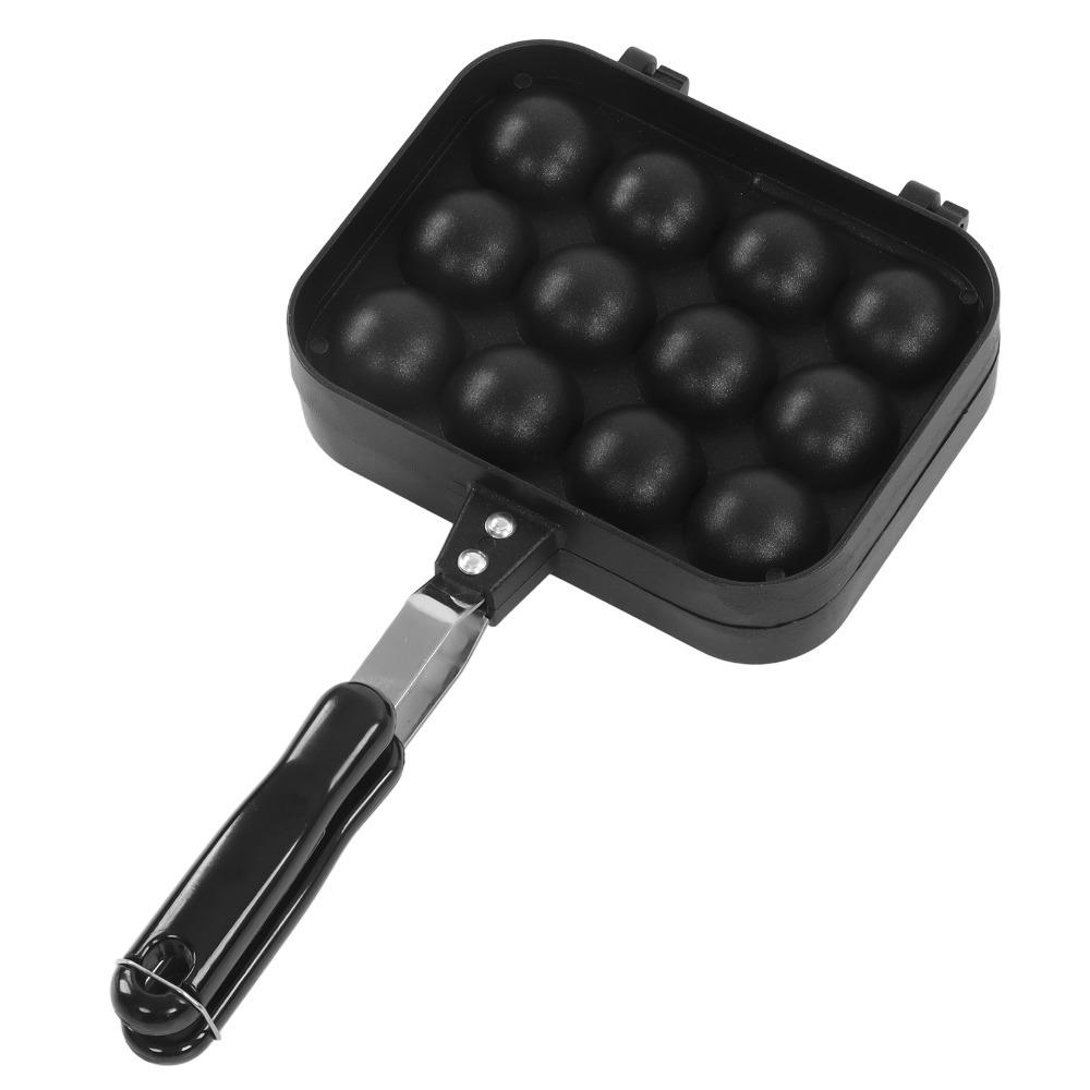 

12 Holes Takoyaki Pan Double Sided Nonstick Aebleskiver Pan Comfortable Handle Aluminum Alloy Octopus Maker Home Kitchen белый