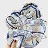 Summer 2023 Blue & White Silk Scarf: Elegant & Versatile 70cm Square Scarf for Women