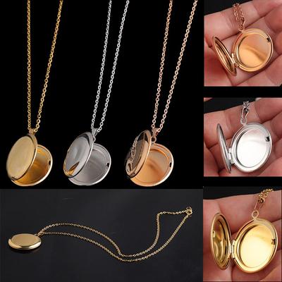Necklace Glaze Mirror Stainless Steel Photo Box Round 45CM Open