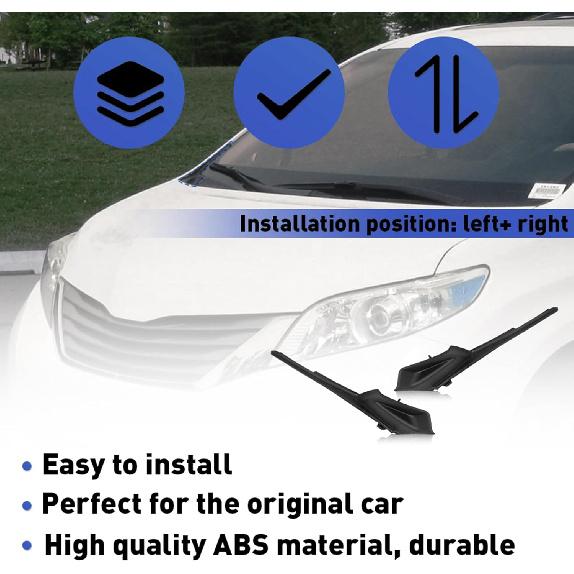 Driver Passenger Side Windshield Wiper Cowl Trim Panel Cover Compatible With Toyota Sienna 2011 2012 2013 2014 2015 2016 2017 2018   Replace