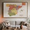 Poster Hartă Spania Artă de Perete Spaniolă Vintage Imprimeu pe Pânză Hartă Educațională cu Steagul Spaniei Pictură Poză pentru Sala de Clasă Studiu Sufragerie Birou Decor