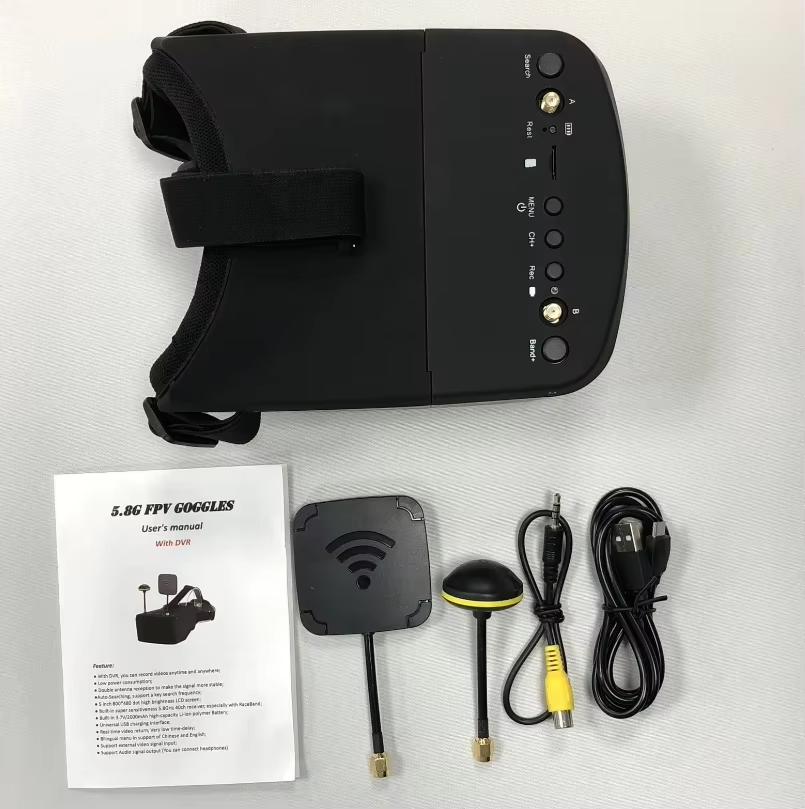 LS-800D DVR 5-Inch Detachable Drone Goggles 5.8G Diversity Video Glasses Headset Build in FPV Drone Accessories