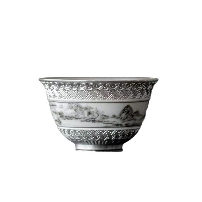 Master Cup Exquisite Sterling Silver lver Landscape Master Cup Ceramic Chinese Household Teacup Tea Cup Tea Set