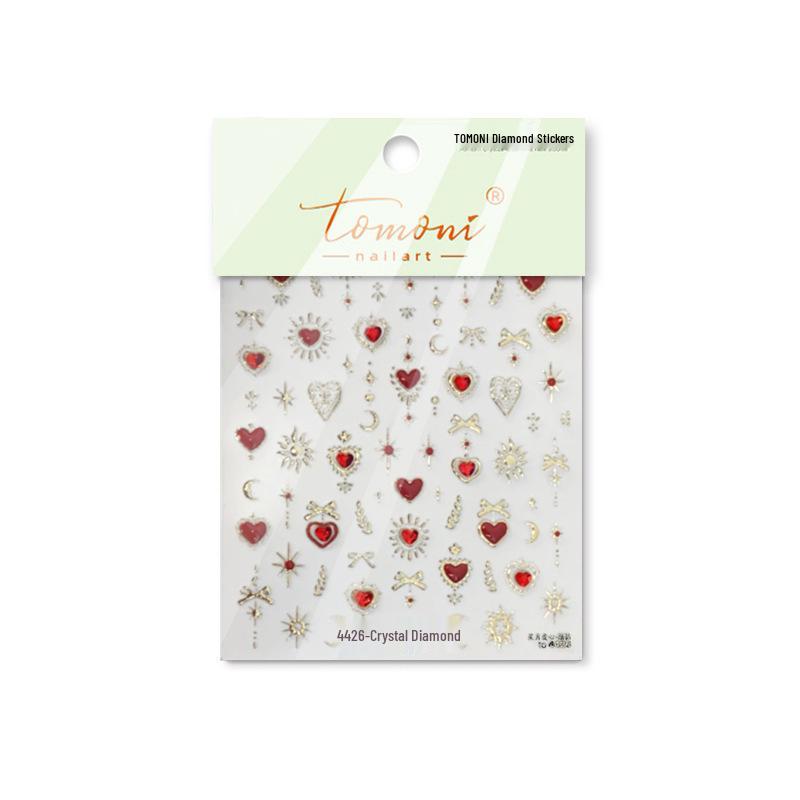 Crystal Diamond Nail Art Stickers - Heart, Star, Moon & Bow Designs