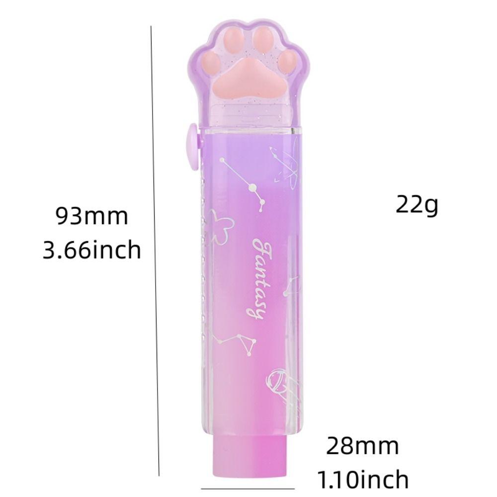 New Jelly Color Cat Paw Correction Rubber Retractable Portable Cat Paw Eraser No Residue Pencil Eraser Student Use