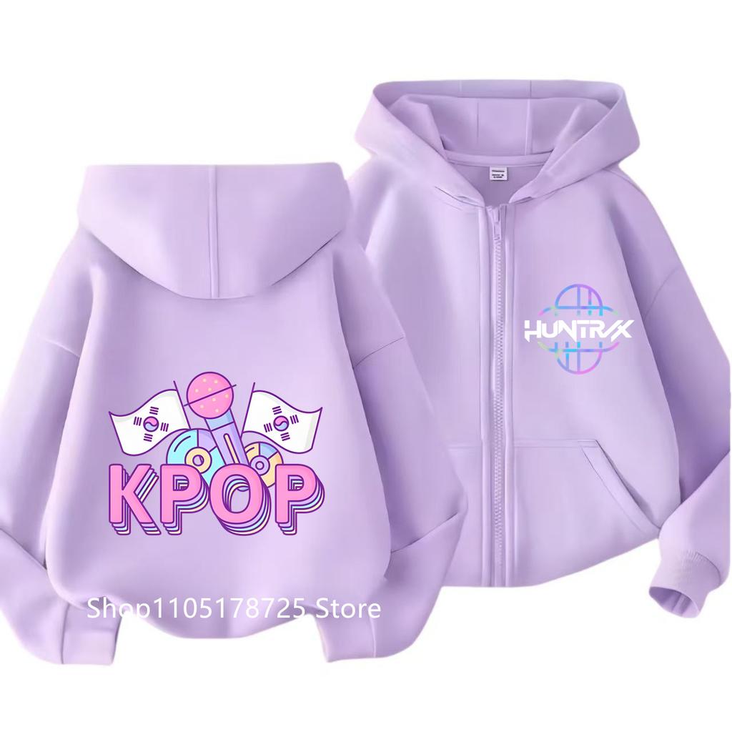 2026 Kawaii Zip Up Sweatshirts Kpop Demon Hunters Hoodie Children Clothes Kid Girl Boy Sweatshirt Zipper Hoody Baby Casual Top