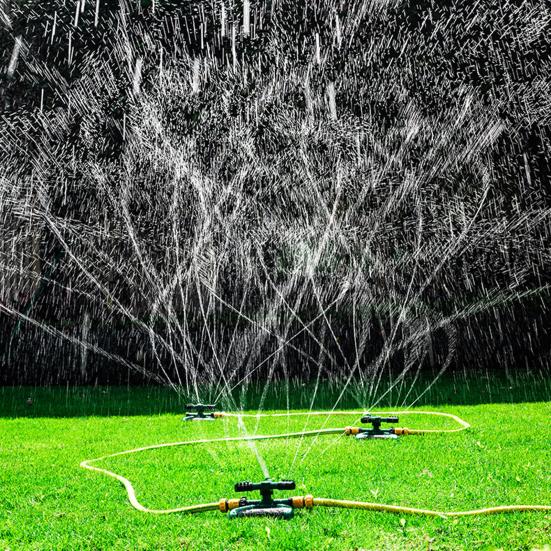 Lawn Sprinkler Leakproof 3 Arm Design 360-Degree Rotatable Irrigation System Universal Simple Installation Adjustable Water Sprinkler