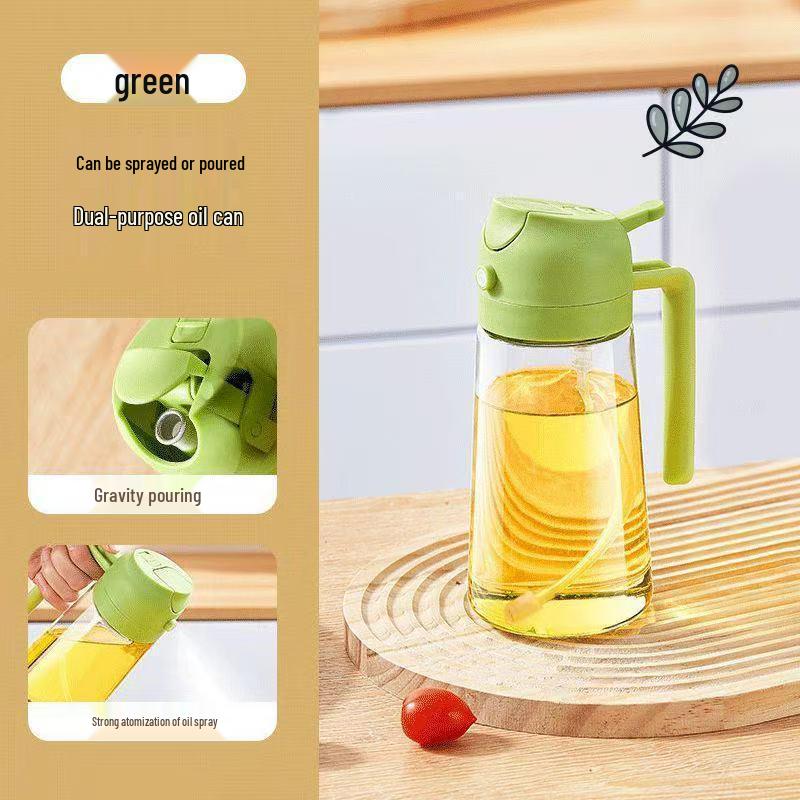2-in-1 Glass Spray-Pour Kitchen Oil Control Bottle with Hanging Design