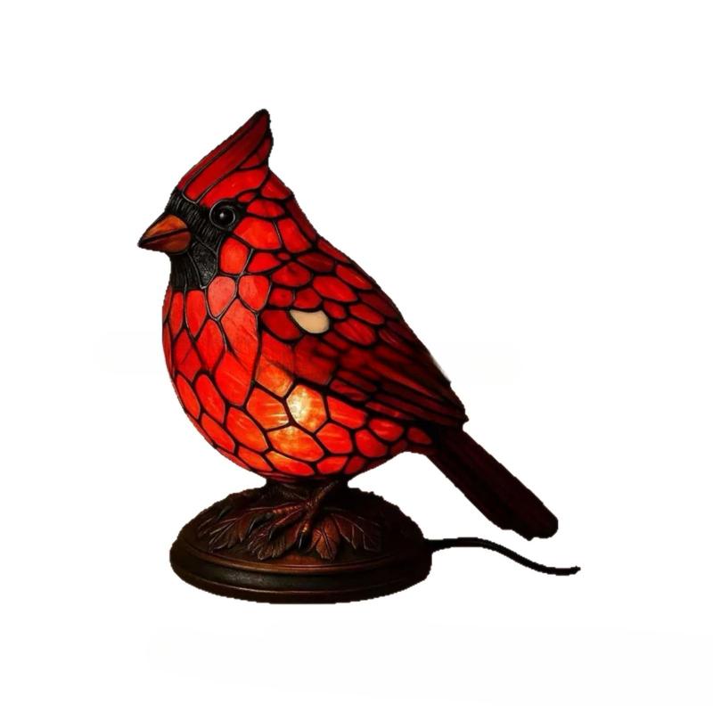 Fanyil Cardinal Lamp, Red Resin Bird Lamps for Bedside Livingroom Bedroom Home Decoration for Christmas Art Decor Light
