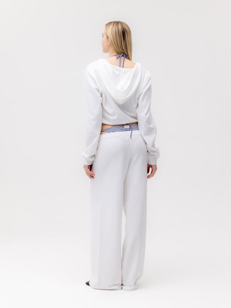 GLOWNY G Hug V-Neck Knit Hoodie (White)