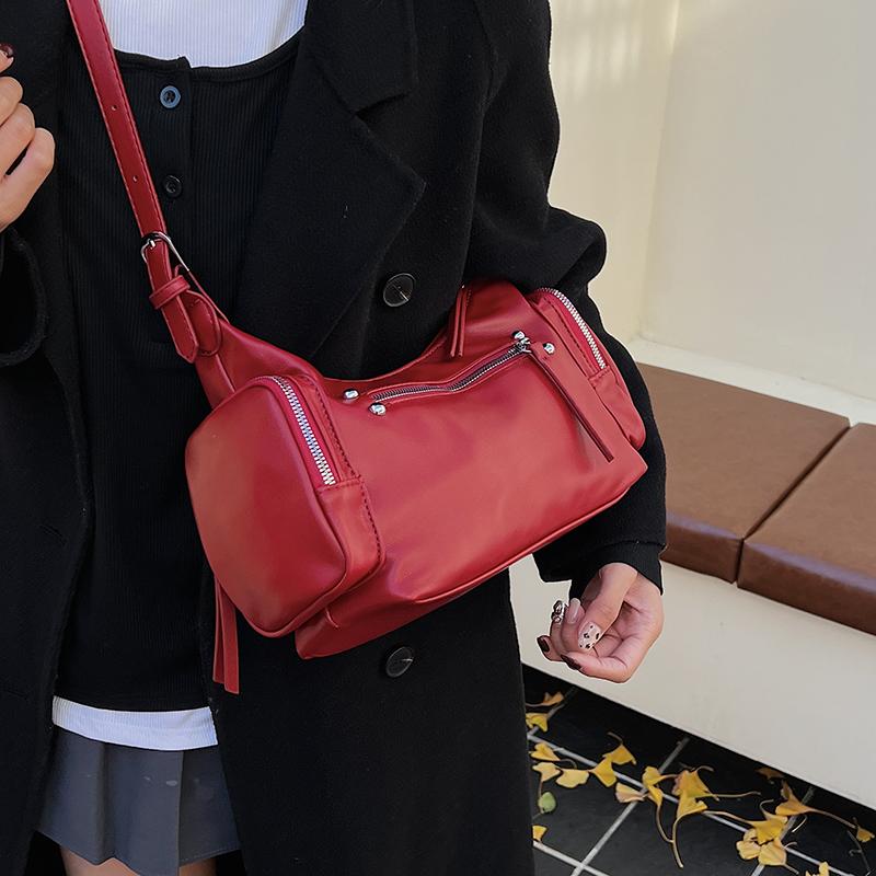 Double Side Pocket Design Single Shoulder Bag French Style Underarm Handbag Clutch Bag Adjustable Shoulder Strap Crossbody Bags