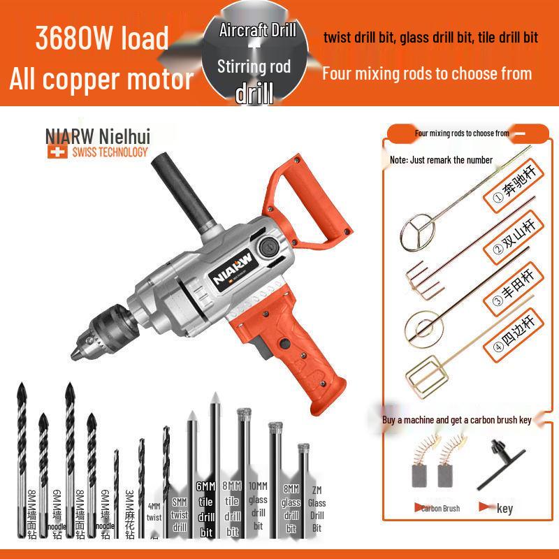 Nai Er Hui High Power Multi-functional Electric Mixer for Paint, Putty, Cement, and Mortar