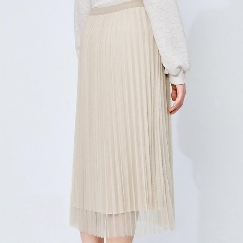 [shs Miss] Layer Pleated Banding Skirt Sawsko12020 Lb