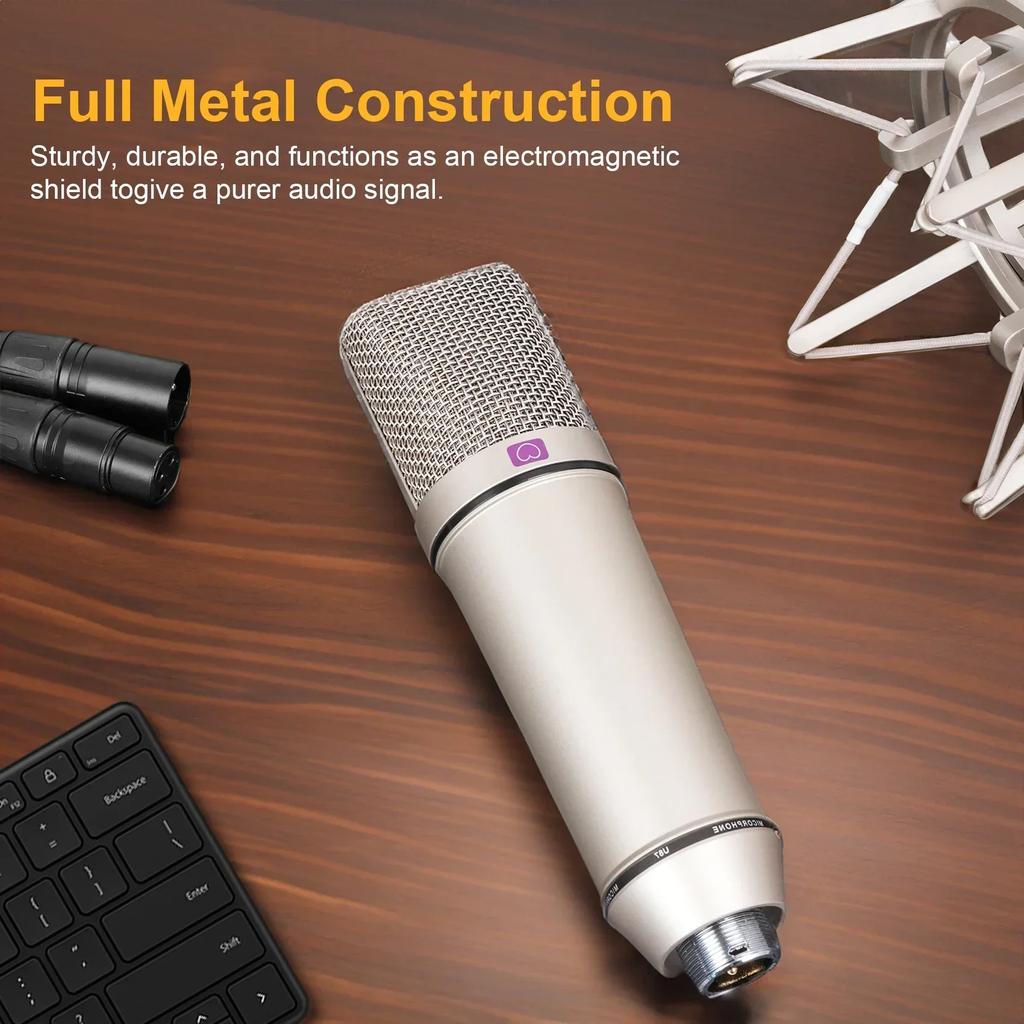 U87 AI XLR Kondenzátorový Mikrofon Profesionální Kardioidní Studio Mikrofon pro Nahrávání Podcasting Voice Over Streamování Domácí Studio