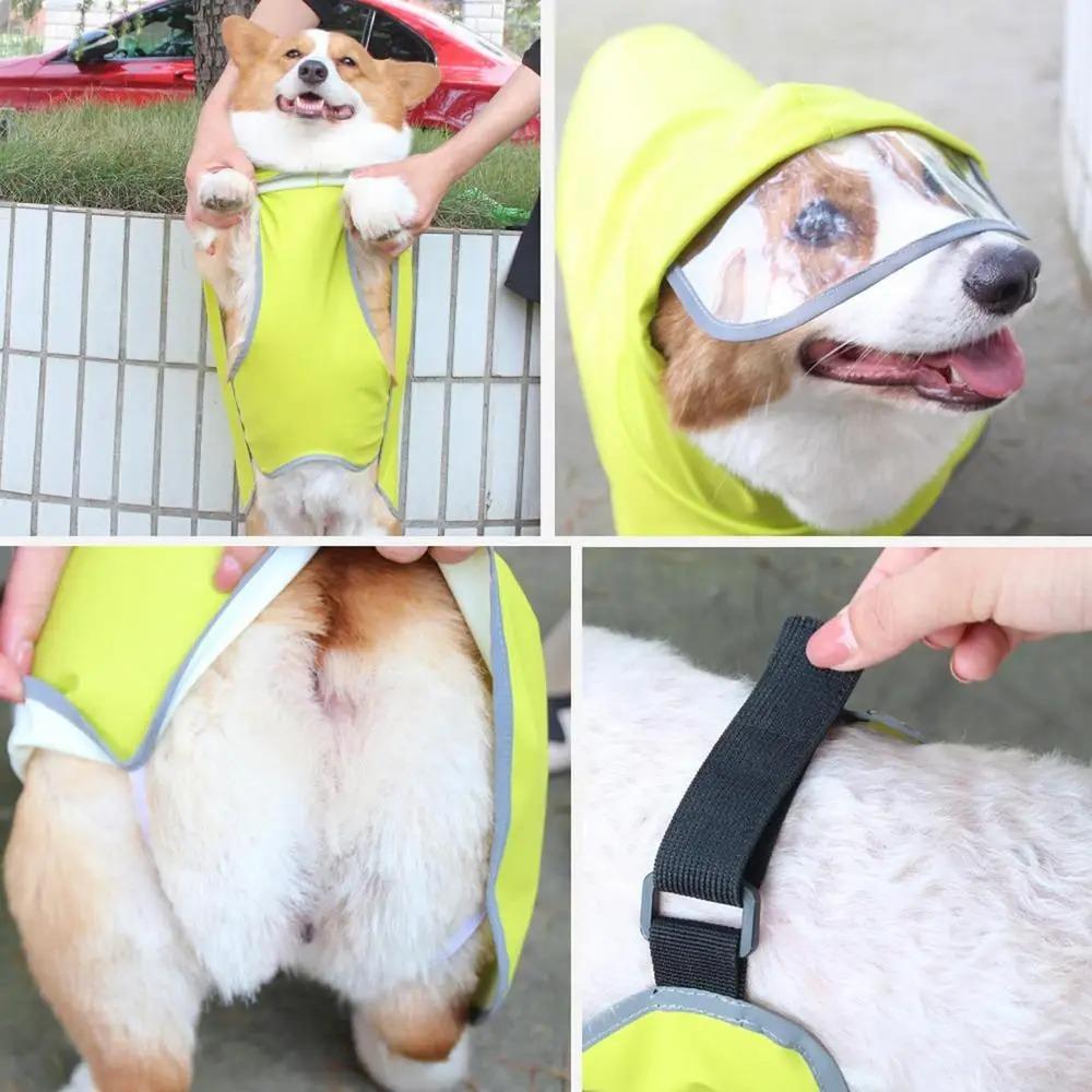 Transparent Brim Dog Rain Poncho Fluorescent Pet Rain Jacket Dog Clothes Dog Raincoat  Corgis