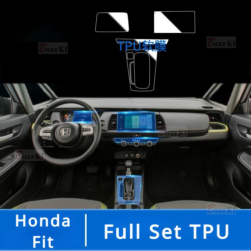 For - Honda Jazz FIT Gear Panel Navigation Central Control Car Film Interior Accessories TPU Transparent Protector Film
