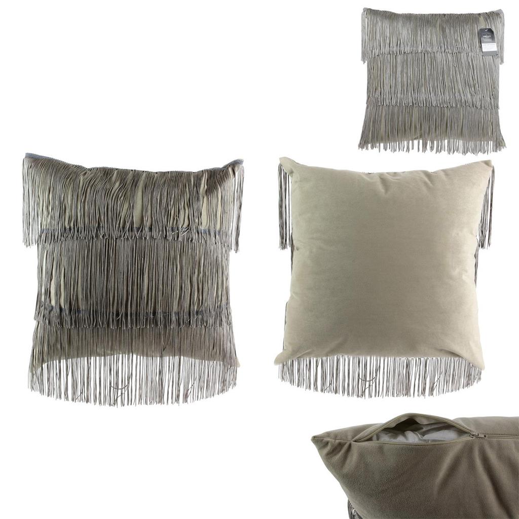 Les Trésors De Lily [Q4408] - Taupe Gray 'Charleston' Velvet Cushion - 40 Cm
