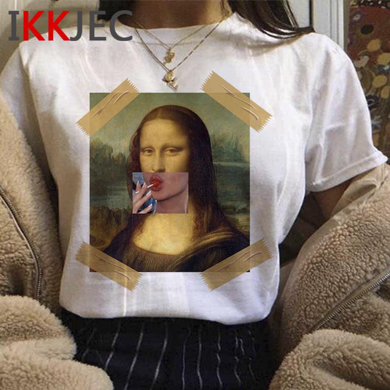 Vintage Aesthetic Mona Lisa Tshirt For Unisex Funny Cartoon Design Harajuku Graphic Fashion Ladies Streetwear Top