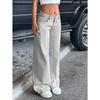 American Retro Low-rise Non-elastic Washed Straight Jeans Women's Wide-leg Denim Pants