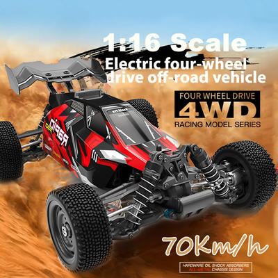 Yeni 1:16 Ölçekli 4WD RTR Fırçasız Hızlı RC Arabalar Her Arazi Maksimum 70km/h Arazi Hobi Elektrikli RC Buggy RC Kamyon Yetişkinler ve Erkekler İçin Hediyeler