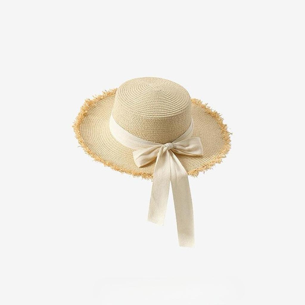 Summer New Style Bow Big Brim Straw Hat Women's Sunscreen Sunshade Beach Hat Fashion Rough Edge Bucket Hat