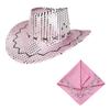 Gold Sequins Western Cowgirls Hat with Bandana Costume Set For Parties And Theme Event With Comfortable Acrylic Fabric