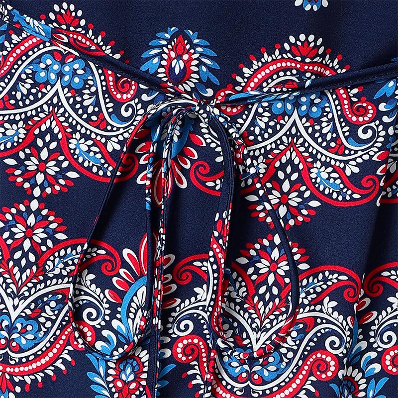 Robes Imprimées Élégantes à Col en V et Manches Longues pour Femmes Grandes Tailles