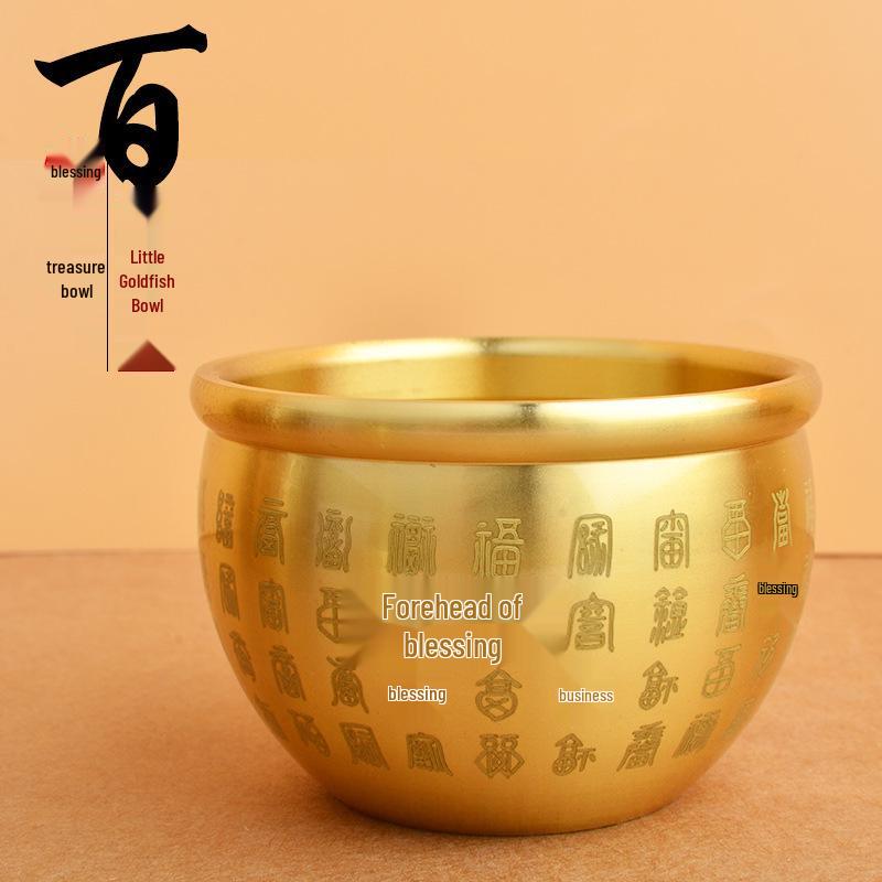 Gravierter Messing-Reisbehälter mit goldener Kröte: Reichtum anziehendes Ornament und Aschenbecher für Zuhause oder Arbeitszimmer.