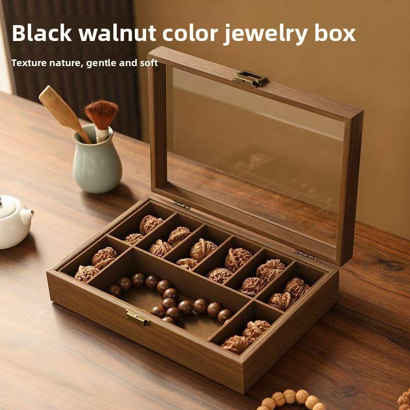 Retro Spot Wooden Watch Storage Display Box Black Walnut Collection Box Household 2-digit 4-digit Jewelry Storage Box