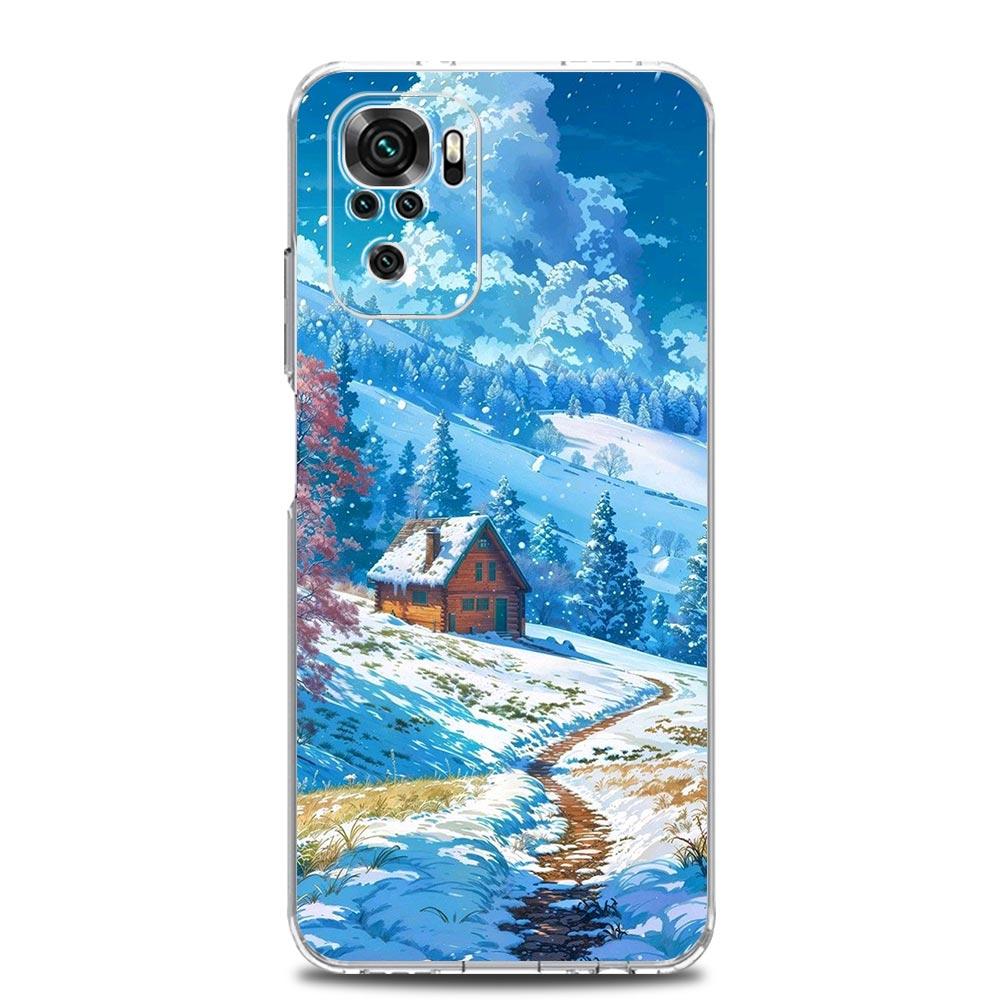 Phone Case For Xiaomi Redmi Note 14 13 12 4G 9S 9 10 11 Pro Plus 5G 14C 13C 12C 10C 9A TPU Cover Landscape Winter Light Snow