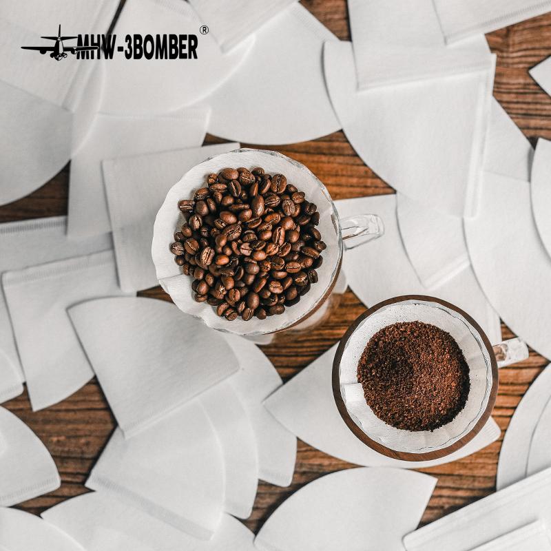 MHW-3BOMBER Disposable Coffee Filter Paper Pour Over Coffee Dripper Accessories Filters 2 Cone Paper 1-4 Cup Home Barista Tools