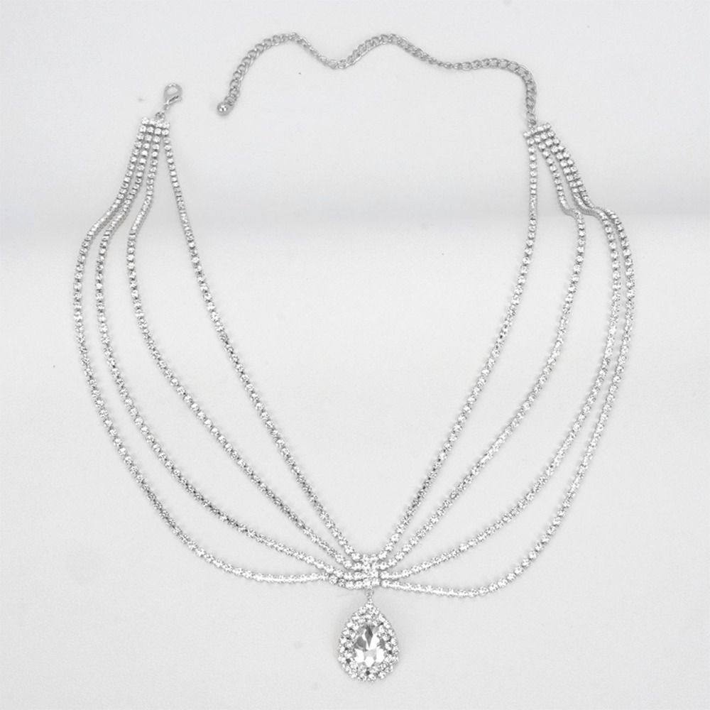 Bohemian Forehead Chain Water Drop Boho Headband Shining Rhinestone Head Chain  Party