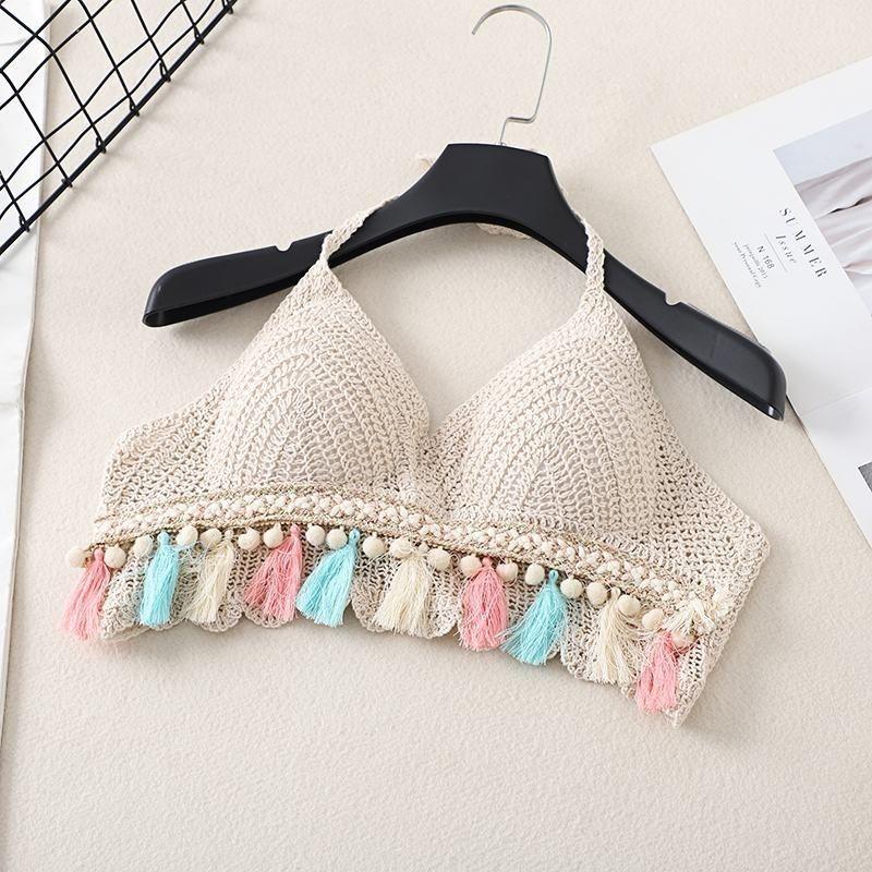 Bohemian Hollow Knit Halter Neck Camisole - Sexy Beach Resort Women's Tank Top