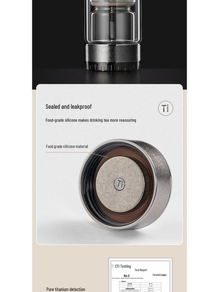 Exquisite Men's Double-Layer Titanium Insulated Tea and Water Separation Cup – Thickened, Anti-Scald, Luxury Gift