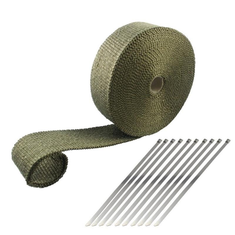 Heat Shielding Insulation with Ties for Pipe 33Ft Length Roll Motorcycle Exhaust Tape Thermal Protections 1