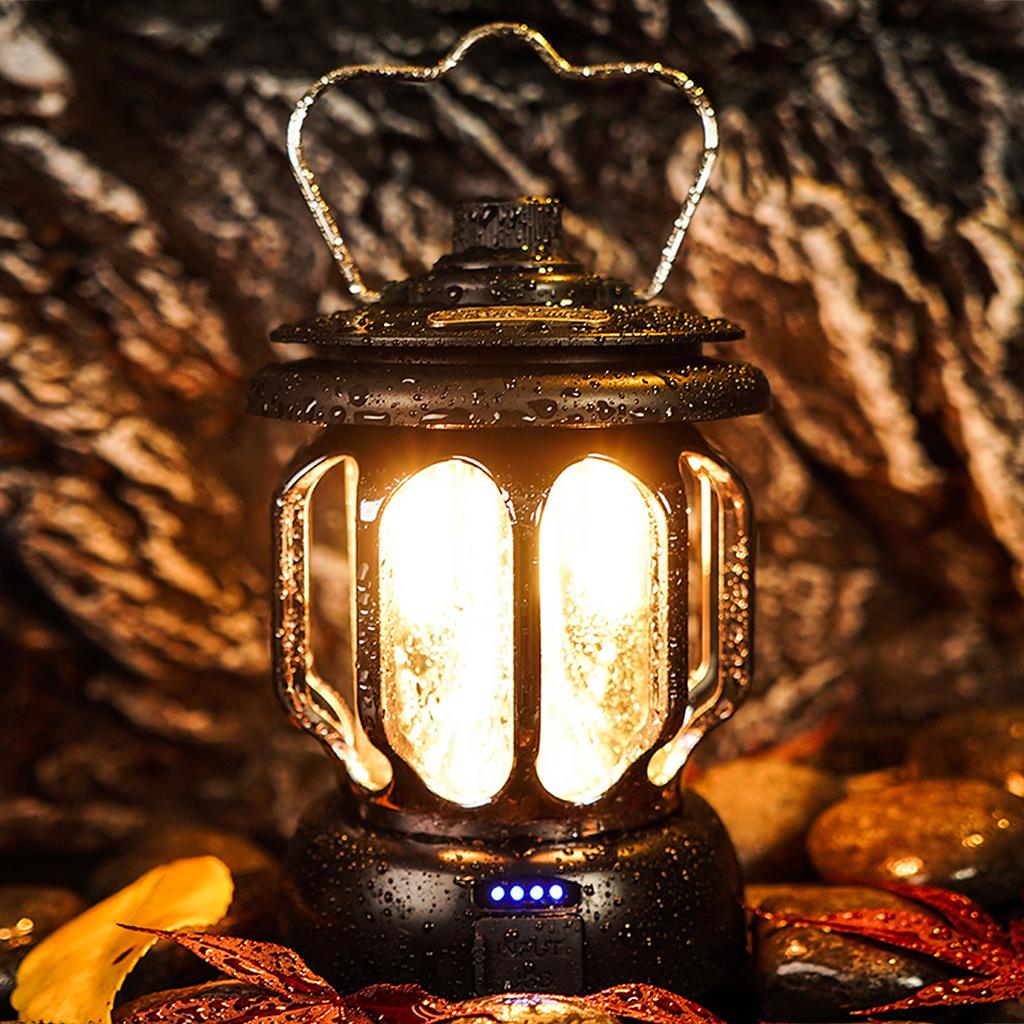 Rechargeable Vintage Lantern LED Metal Hanging Lantern Table Lamp for Indoor Outdoor Camping