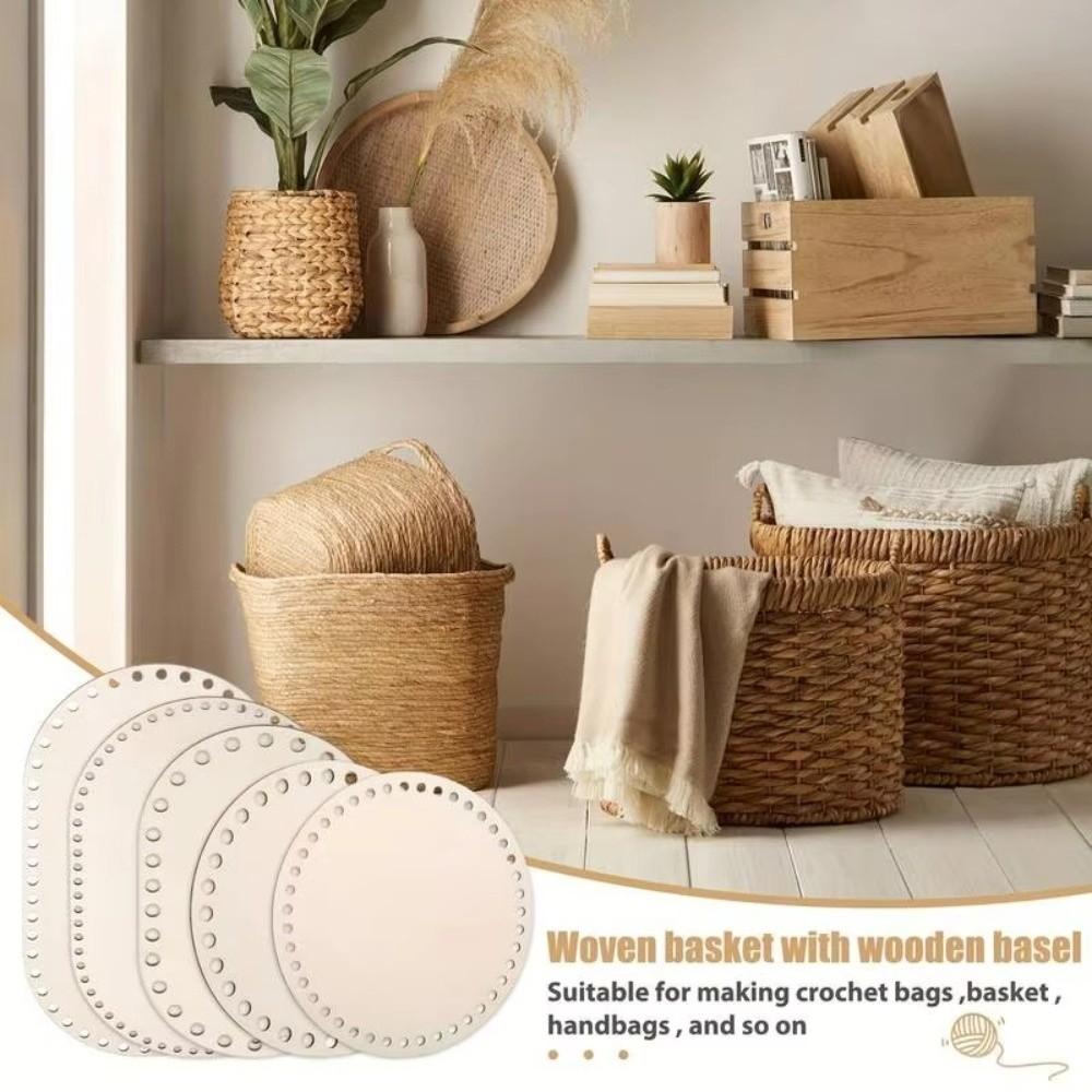 Wooden Crochet Basket Bases Oval/Round Five Sizes DIY Basket Weaving Stand Handmade Hand Weaving Supplies Crafting Crochet