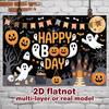 Party Backdrop Halloween Castle Flat Spooky Pumpkin Ghosts Witches Parties Birthdays Event Photo Background Front Door Decor