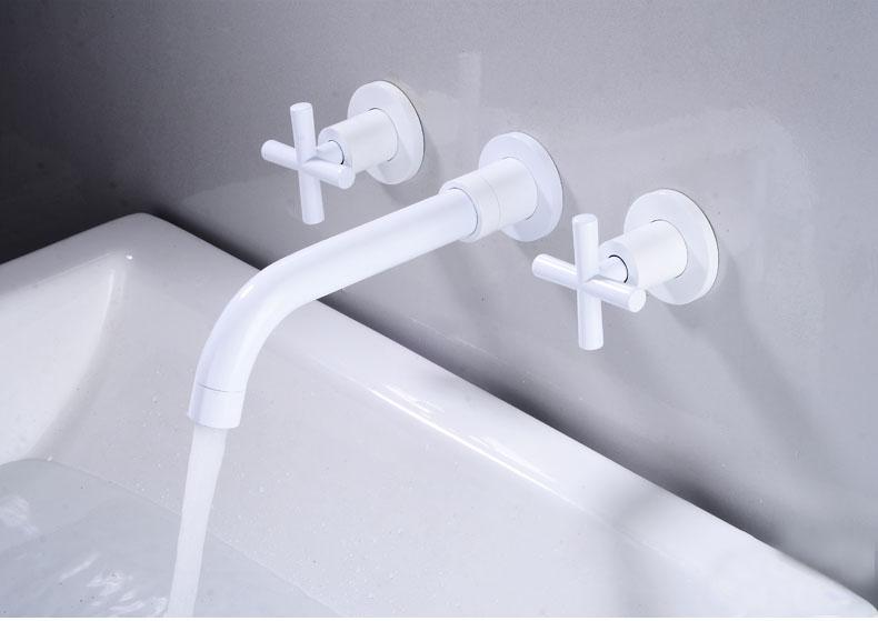 European Antique In-wall Brass Lavatory Basin Mixer Taps Bathroom Sink Faucet Hot and Cold Water Concealed Mounted Tap