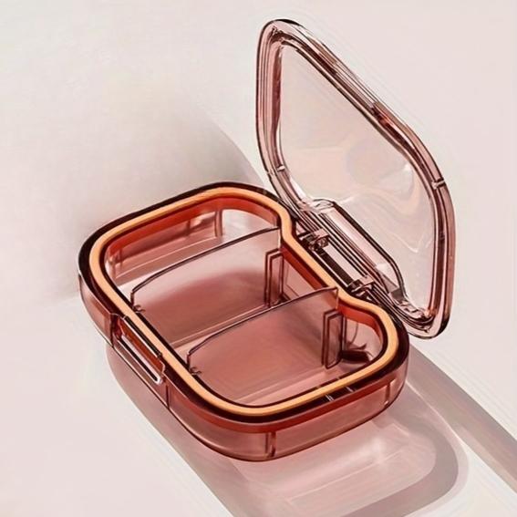 

1pc 3-Compartment Waterproof Pill Organizer Box Portable Mini ABS Plastic Medicine Case Dustproof Compact Storage помаранчевий