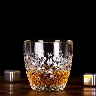 2pcs Sets Diamond Relief Whiskey Glass 250ml/350ml Cocktail Glass Transparent Beer Cup Luxury Wine Glasses Home Drinking Glasses