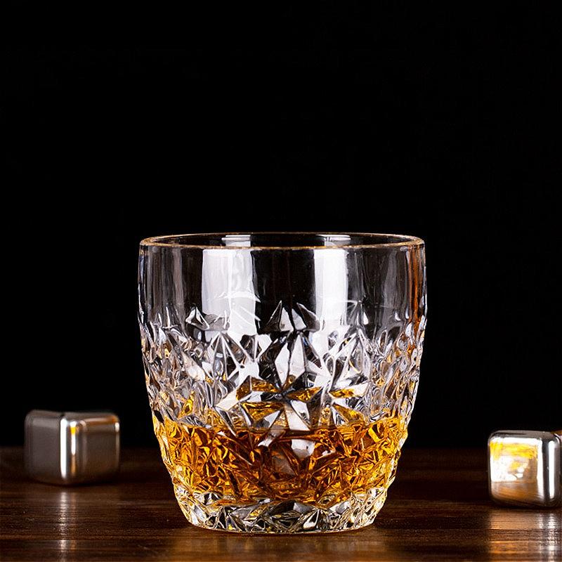 2pcs Sets Diamond Relief Whiskey Glass 250ml/350ml Cocktail Glass Transparent Beer Cup Luxury Wine Glasses Home Drinking Glasses