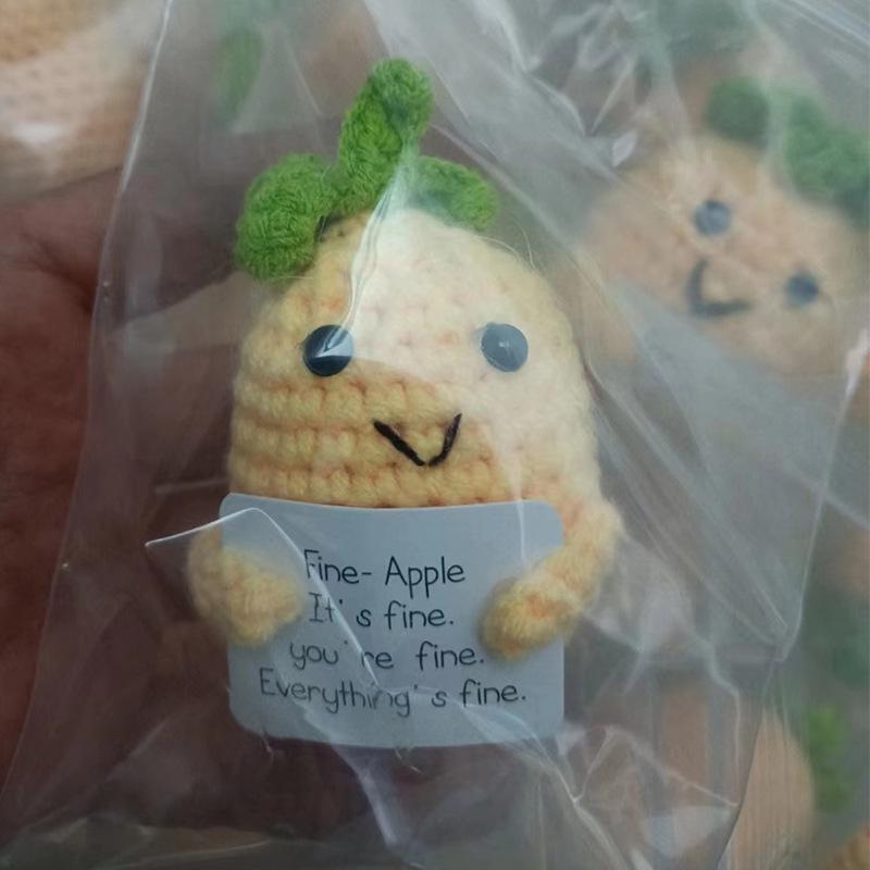 

Hand-Knitted Wool Yarn Potato: Funny Expression Simulation with Pineapple & Corn