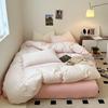 Pure Cotton Four-Piece Bedding Set: Striped Duvet Cover, Bed Sheet for Dorms, A-Class Washed Cotton, Perfect for All Seasons.