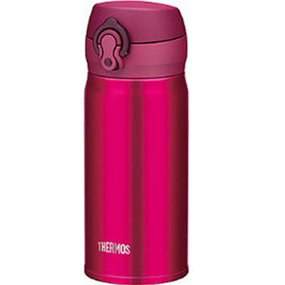 THERMOS Vacuum Insulated Portable Mug with Strawberry SBR One-Touch Opening, 350ml, Red, JNL-352