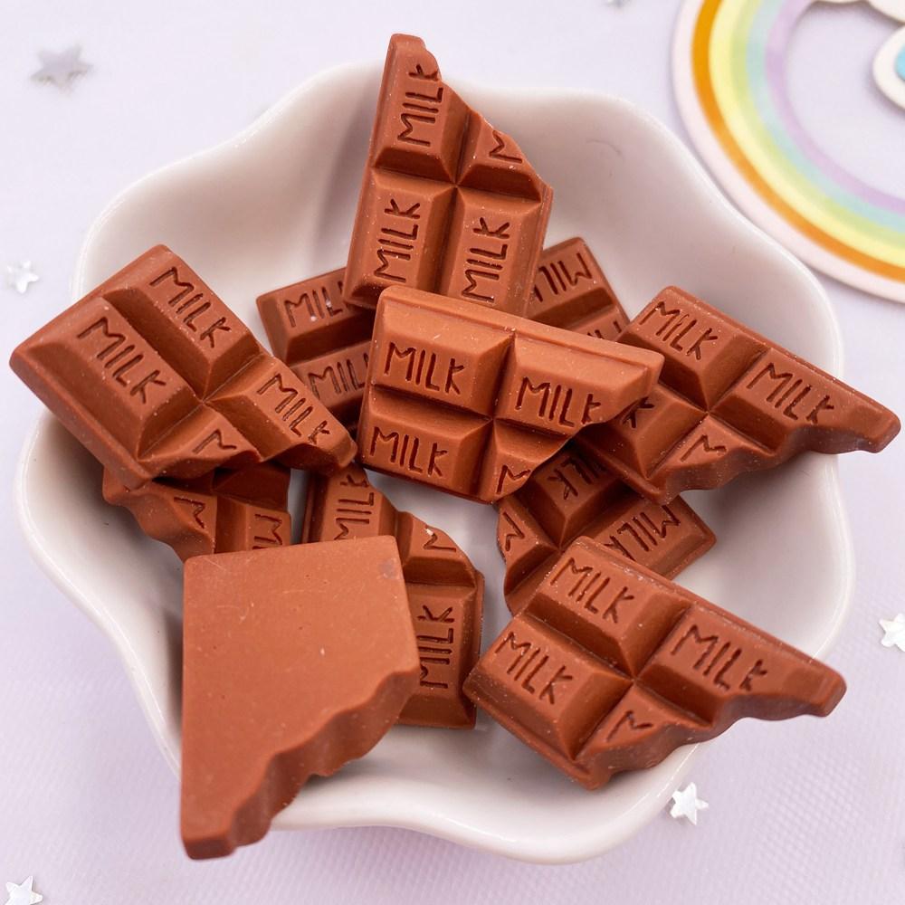 10PCS Resin Kawaii Simulation Milk Chocolate Flatback Cabochon Candy Figurine Home Decor DIY Scrapbook Craft Bow Accessories