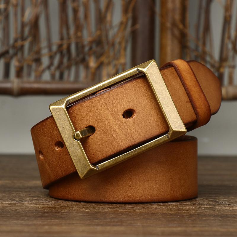 Belt Men's Retro Matte Top-Grain Leather Pin Buckle Genuine Leather Fashion All-Match Casual Jeans Belt Young People